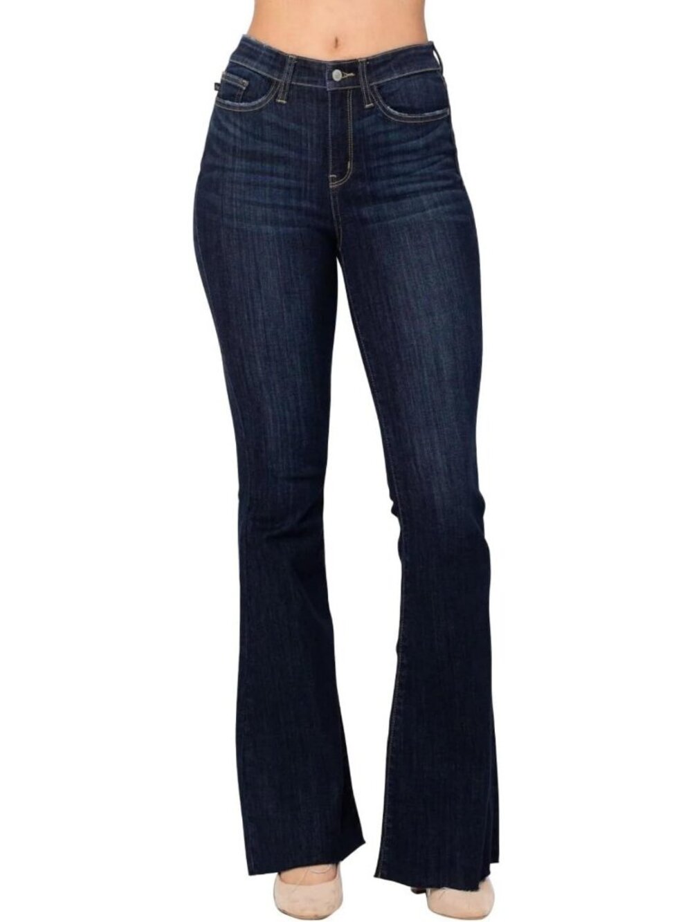 Judy Blue Women's High Waisted Raw Hem Tall Flare Jeans